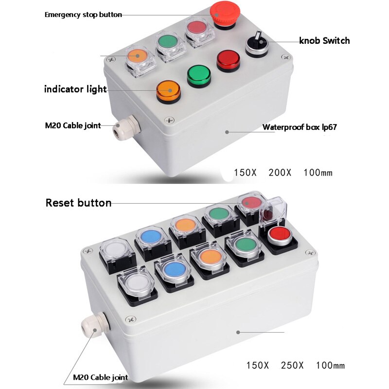 Indoor and outdoor button box Emergency stop start switch Power reset alarm iron door elevator motor Electrical control box