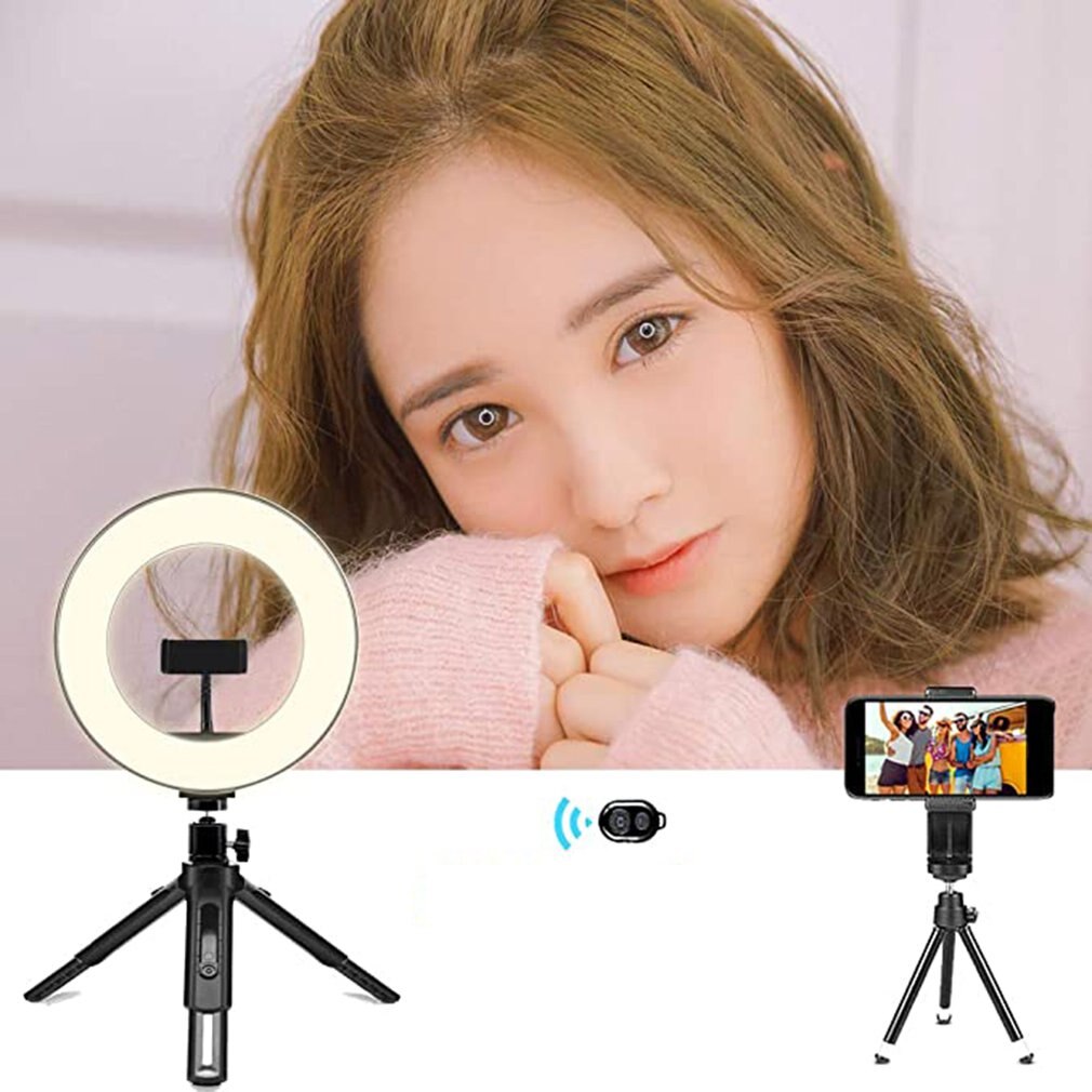 8 Inch 21Cm Mobiele Telefoon Live Plastic Platte Ring Vullen Licht Mobiele Telefoon Clip Selfie Led Camera Ring Flash licht Invullen Stand