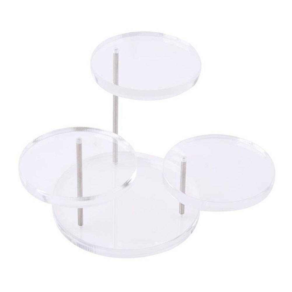 3 Layers Practical Round Plate Easy Clean Organizer Earring Ring Acrylic Holder Desktop Jewelry Display Bracelet Stand Necklace: Transparent