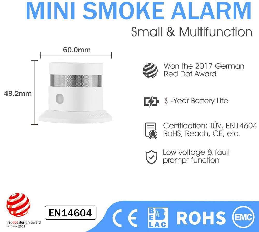 HEIMAN Wireless Zigbee Smart Anti-fire Alarm Smoke Sensor Smart Home Sensors 2.4GHz High sensitivity Bulit In Battery