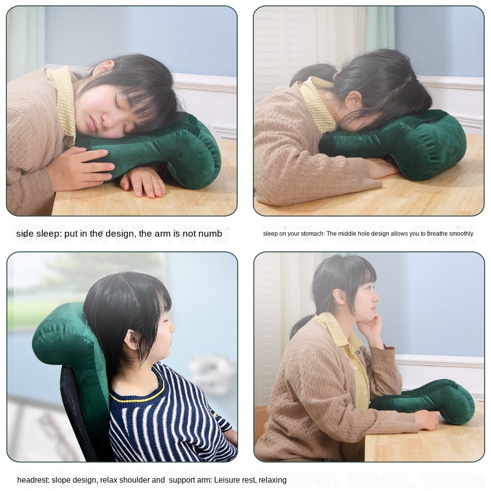 Solid Colors Velvet Nap Pillow Multi-function Hollowed-out Office Portable Cozy Sleeping Pillows For Adult Student Home Travel