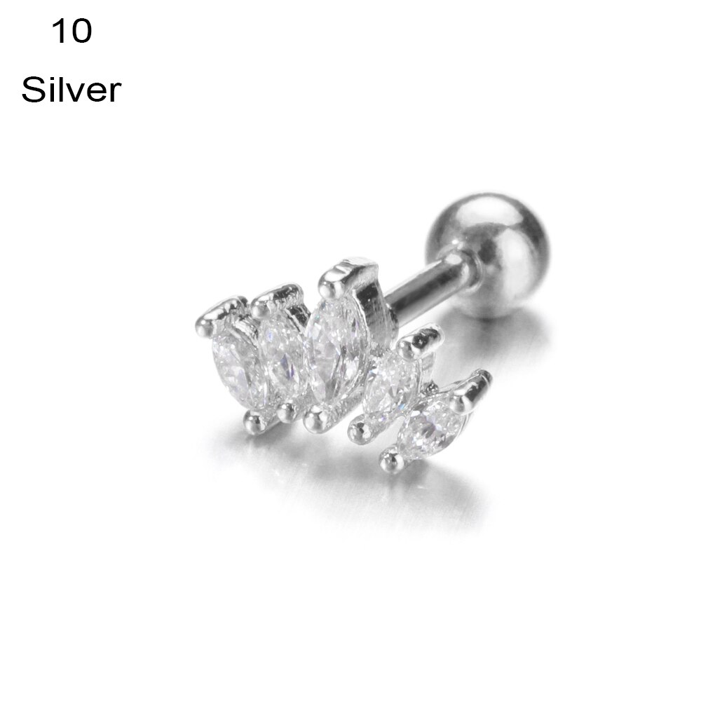 1PC Ear Stud Silver Color CZ Stud Piercing Moon Star Cartilage Earring Tragus Stud Helix Cartilage Piercing Jewelry