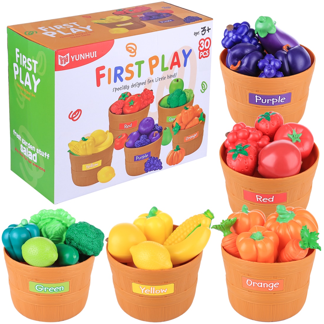 Yeni 30 adet çocuk oyna Pretend meyve ve sebze Playset okul öncesi öğrenme eğitici oyuncaklar yaratıcı biliş çocuklar için