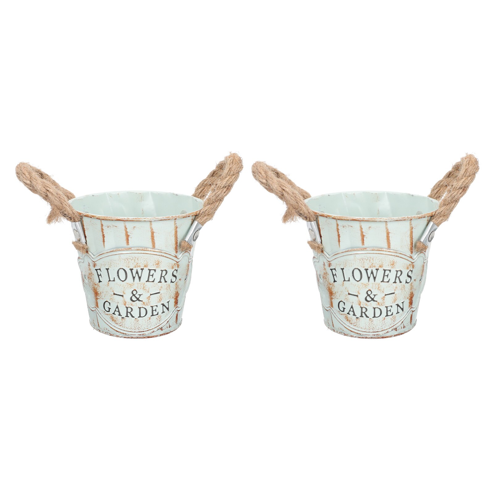 2 Stuks Multifunctionele Plant Pot Plant Bloempotten Vintage Stijl Ijzer Emmer: Green