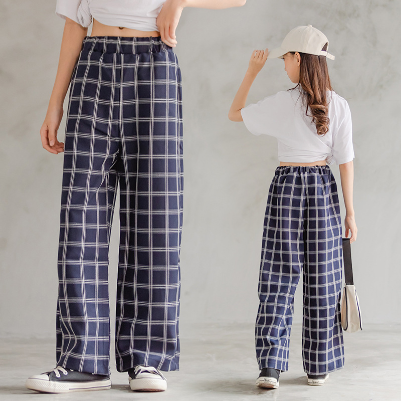 Pantalones informales a cuadros para niñas, pantalón de pierna ancha, holgado, delgado, para adolescentes, ropa escolar, 10, 12, 13 y 14 años, verano 2022