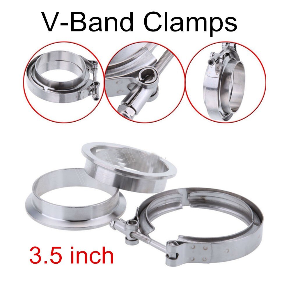 3.5 ''inch V-Band Flens & Clamp Kit voor Turbo Uitlaat Downpipes Mild Stalen Flens