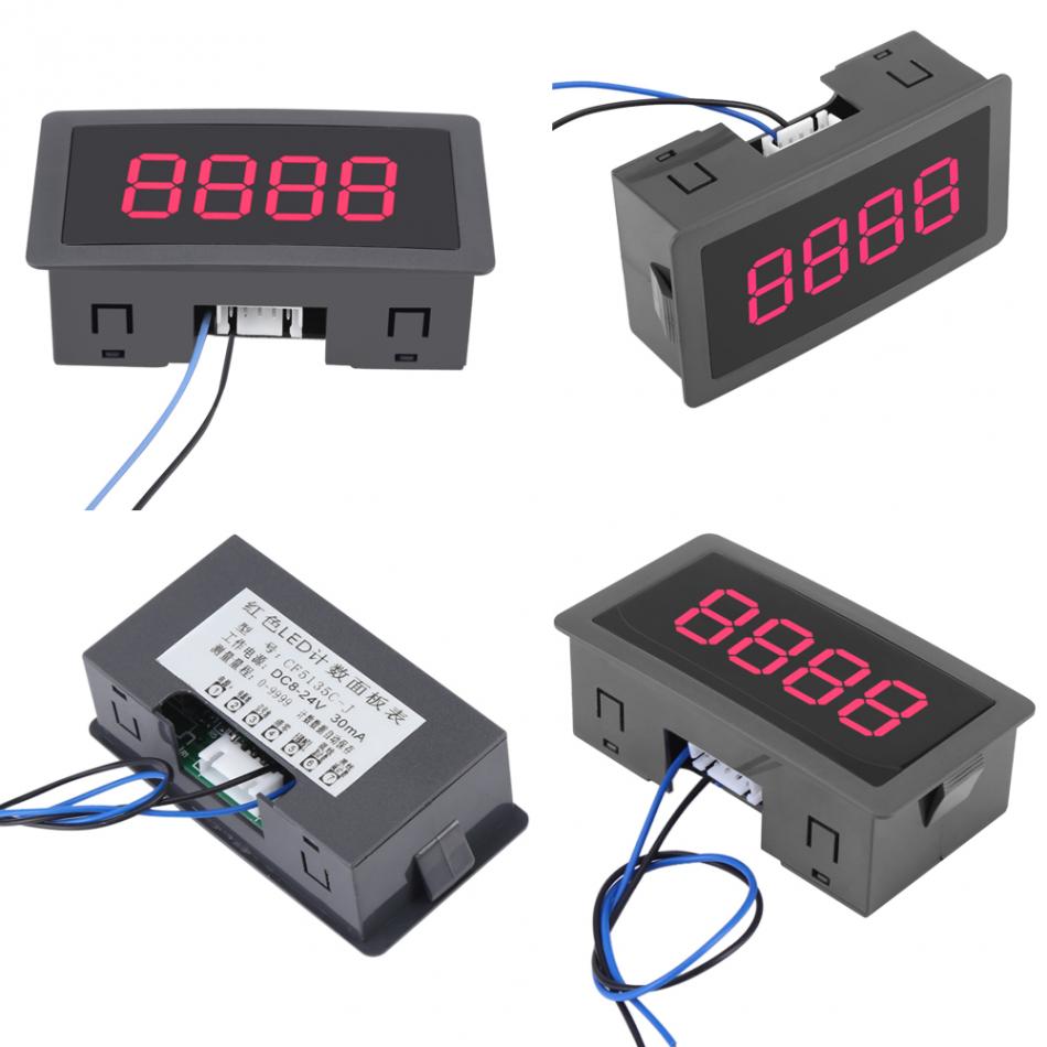 DC LED Digital Counter Display 4 Digit Tally Counter 0-9999 Up/Down Plus/Minus Panel Counter Meter with Cable