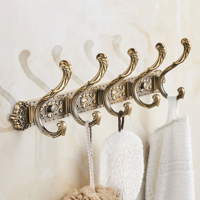 Antiek Gesneden Handdoek Hanger Kleding Hoed Haak Rij Vintage Gewaad Haak Badkamer Gewaad Haak Bad Hardware Set Keukenhanger