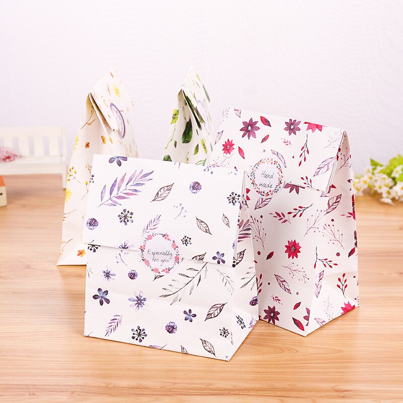 12pcs Wrap Storage paper bag natural flower packaging birthday party candy holding