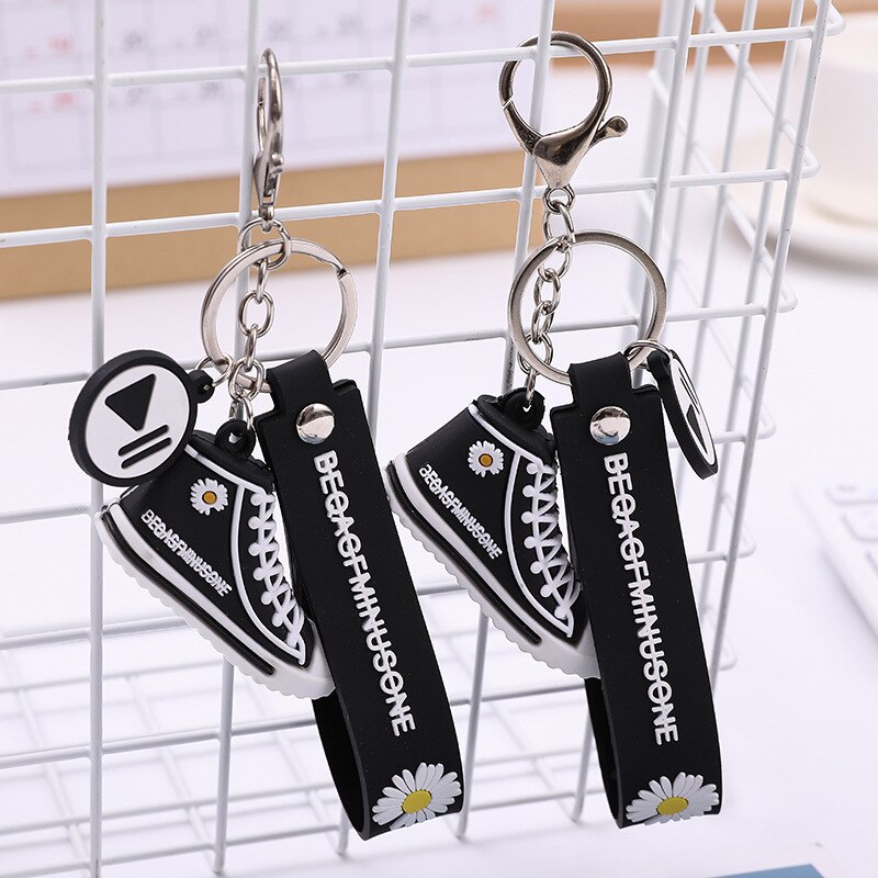 ins explosion models small canvas shoes daisy keychain men and women couples decorative bag lanyard key chain pendant