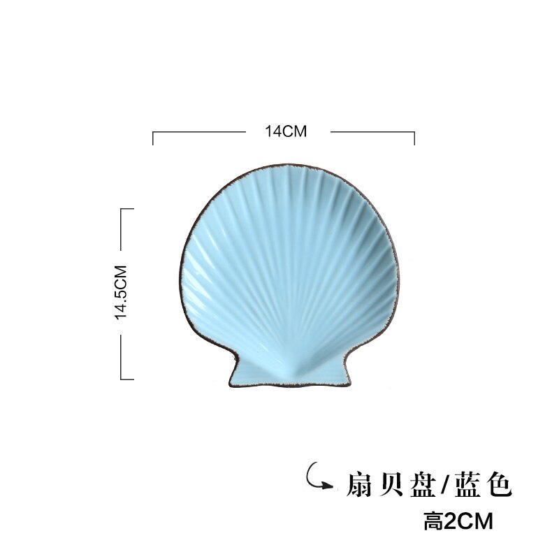 Ceramic Ocean Style Plate Whale Fish Dish Shell Starfish Trumpet Shell Bowl Blue White Porcelain Dinnerware Serving Platter: 11