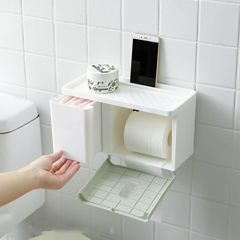 Toilet Roll Box Bathroom Waterproof Tissue Box Plastic Bath Toilet Paper Holder Wall Mounted Paper Storage Holder With Drawer