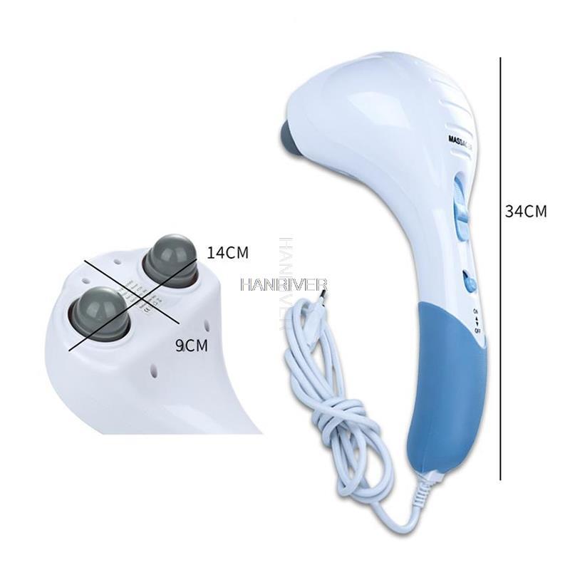 Masajeador eléctrico de mano, martillo vibrador de doble cabeza, cuello, espalda, cuerpo, vértebra Cervical, rodillo relajante con 6 cabezales de masaje