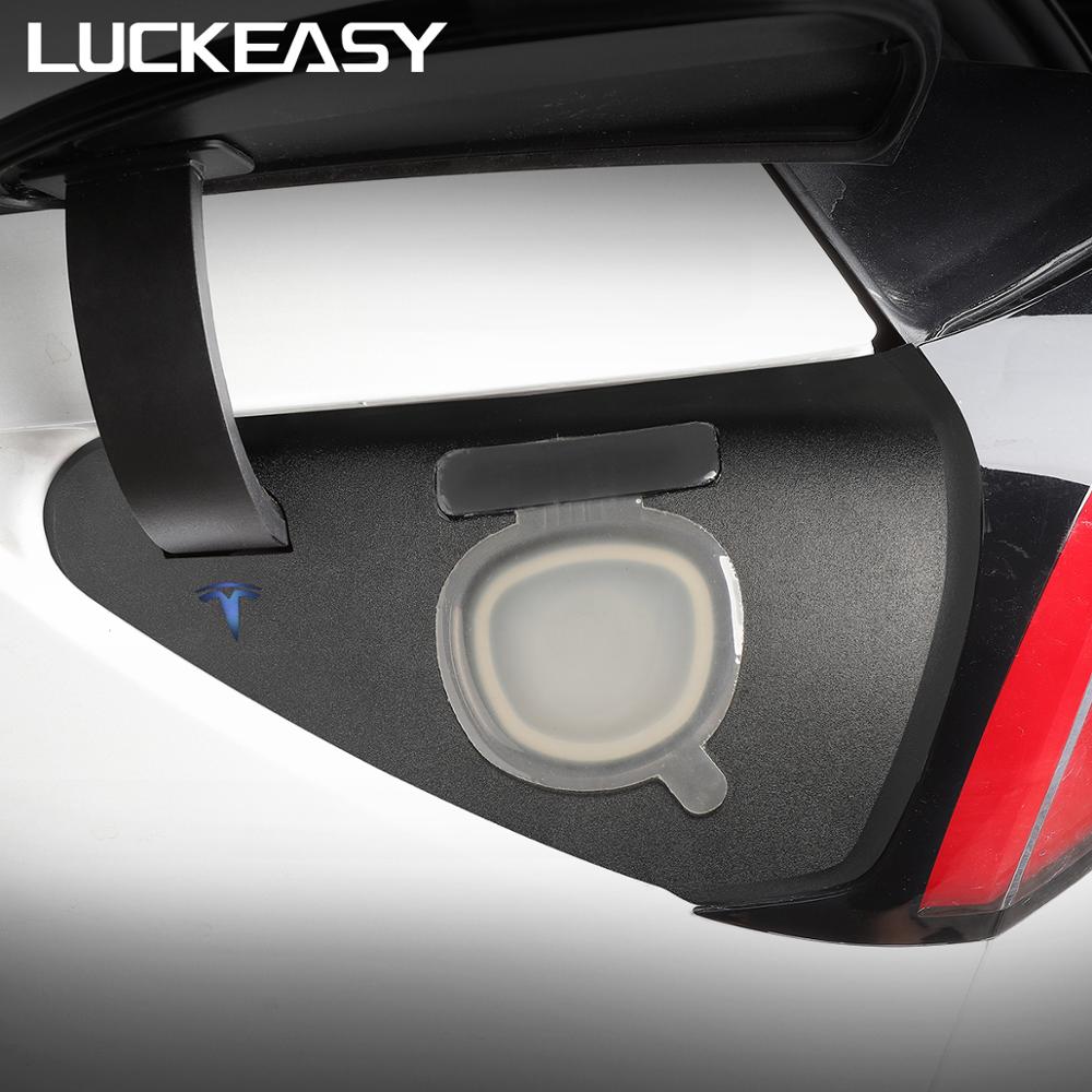 LUCKEASY Car charging port protection cover For tesla model 3 Charging port dust plug WHITE/BLACK