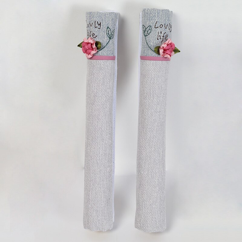 Doek Handvat Cover Deurknop Koelkast Handvat Handschoenen Thuis Tool Accessoires Anti-Statische Covers Voor Dubbele Deur Koelkast deuren: 1 pairgray rose