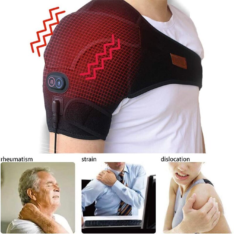 Massaging Shoulder Heat Therapy Wrap Heating Pad f... – Grandado