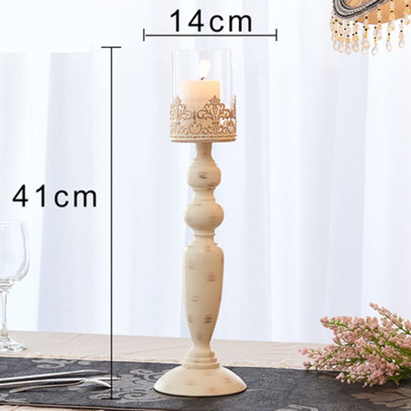 Moderne zwarte kandelaar metalen glas Nordic grote Kroonluchter licht marokkaanse kandelaar bruiloft centerpieces voor tafels 50ZT0008: White L