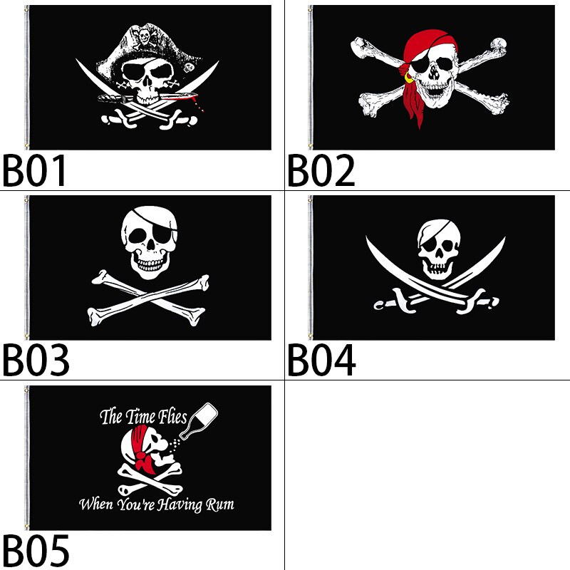 90* 154cm 1 stk piratflag kranium flag lærred header banner polyester med messing tyller halloween temafest udendørs dekoration