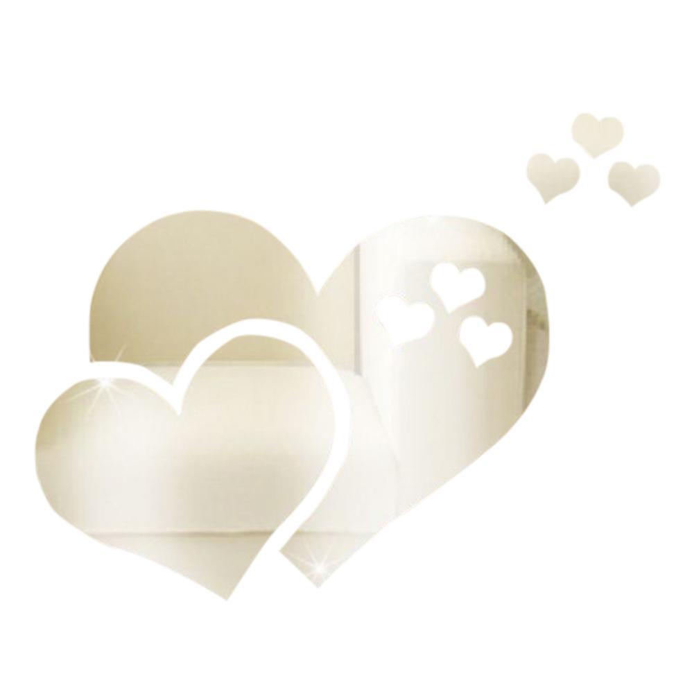 3D Mirror Sticker DIY Self Adhesive Acrylic Mirror Mural Decals Modern Bedroom Living Room Background Art Home Decoration: gold 20cm Heart