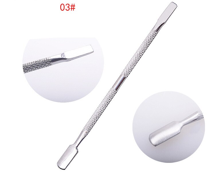 1 uds, empujador de cutícula de acero inoxidable de doble punta, removedor de empuje de piel muerta para pedicura, manicura, arte de uñas, herramienta de cuidado: 3