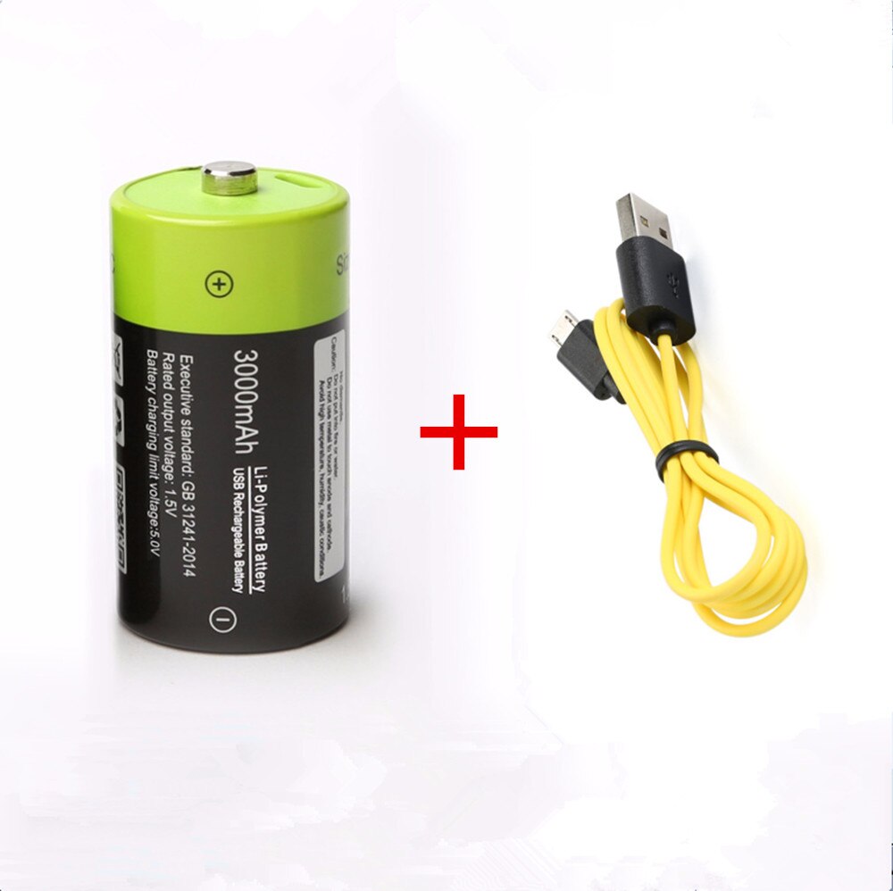 ZNTER 1.5V 3000mAh rechargeable battery C size USB rechargeable lithium polymer battery charged by Micro USB cable: A
