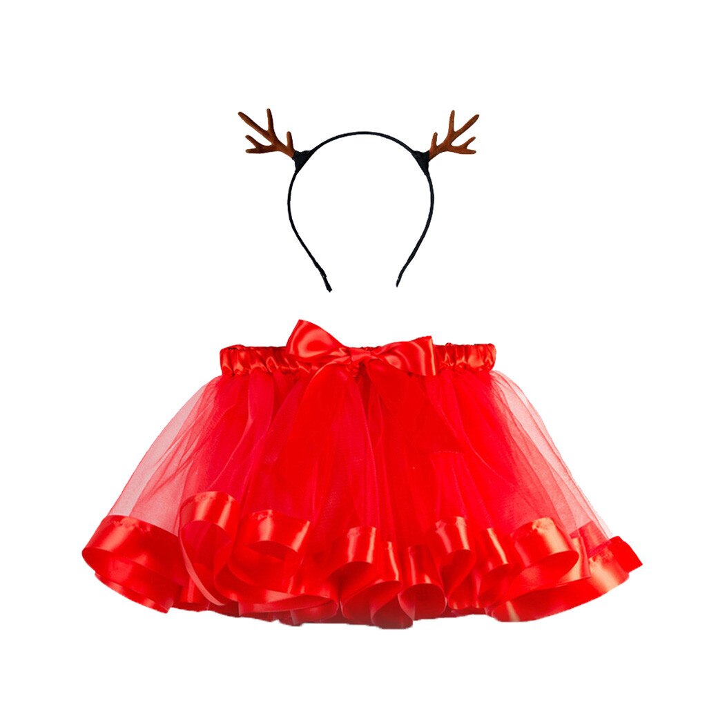 Jupe Tutu de noël pour enfants filles | Avec épingle à cheveux, Costume de princesse pour petites filles, robe de bal d'anniversaire,: Red  / 4T