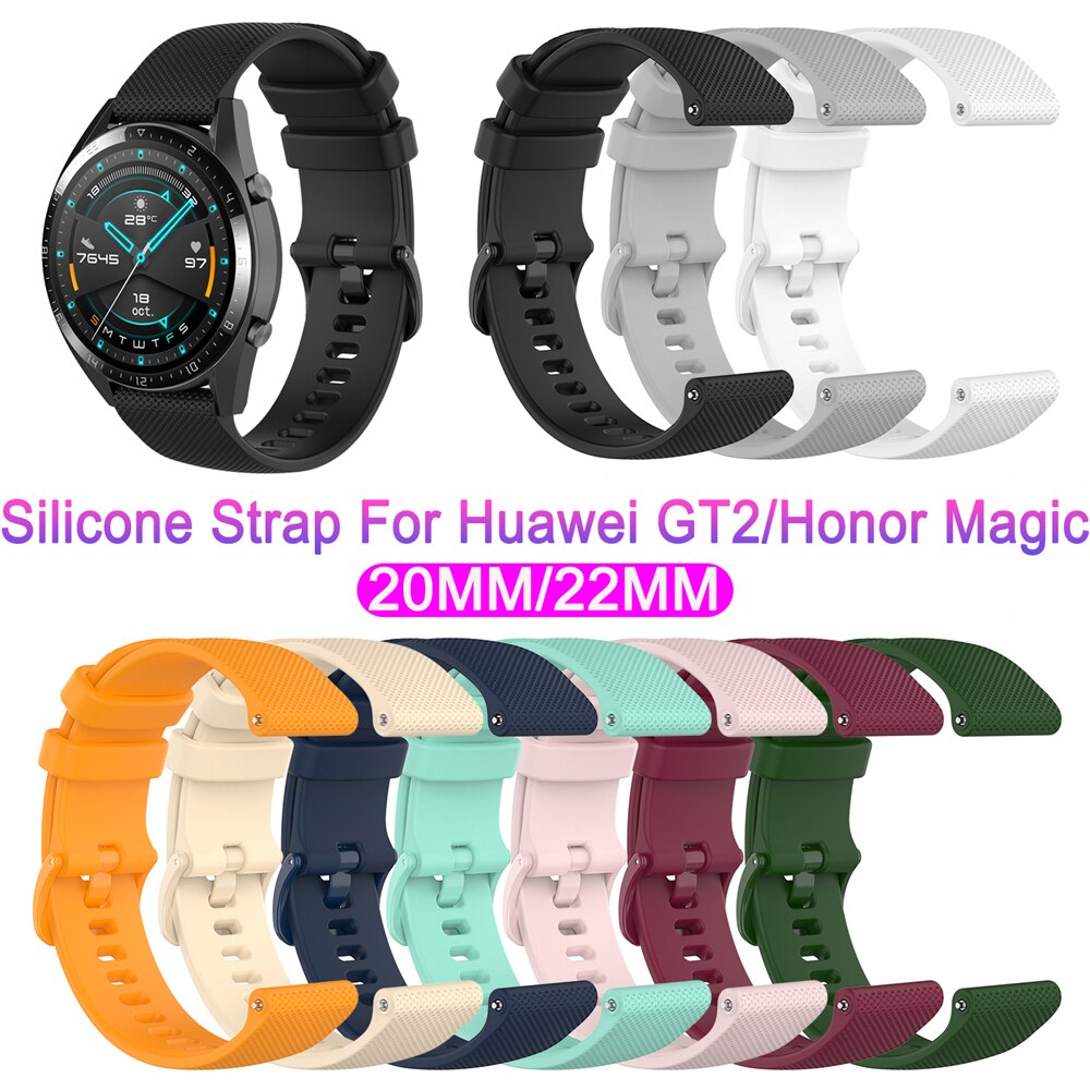 Ren farve blød 20mm/22mm smart urrem til huawei watch  gt2 42mm/46mm silikone erstatningsarmbånd til æremagi