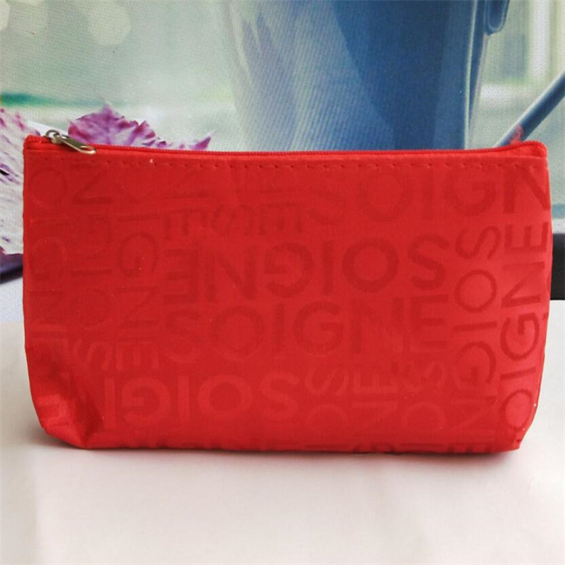 Women Cosmetic Bag Portable Cute Multifunction Beauty Zipper Travel Letter Makeup Bags Pouch Toiletry Organizer Holder Toiletry: Red