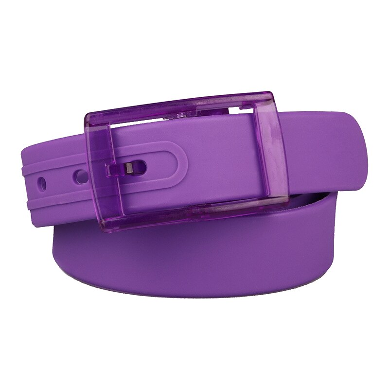 Candy Colors Jelly Rubber Plastic Buckle Belts Adjustable Unisex Women Men Silicone Belt Student Jeans Pants Straps Wristband: Purple