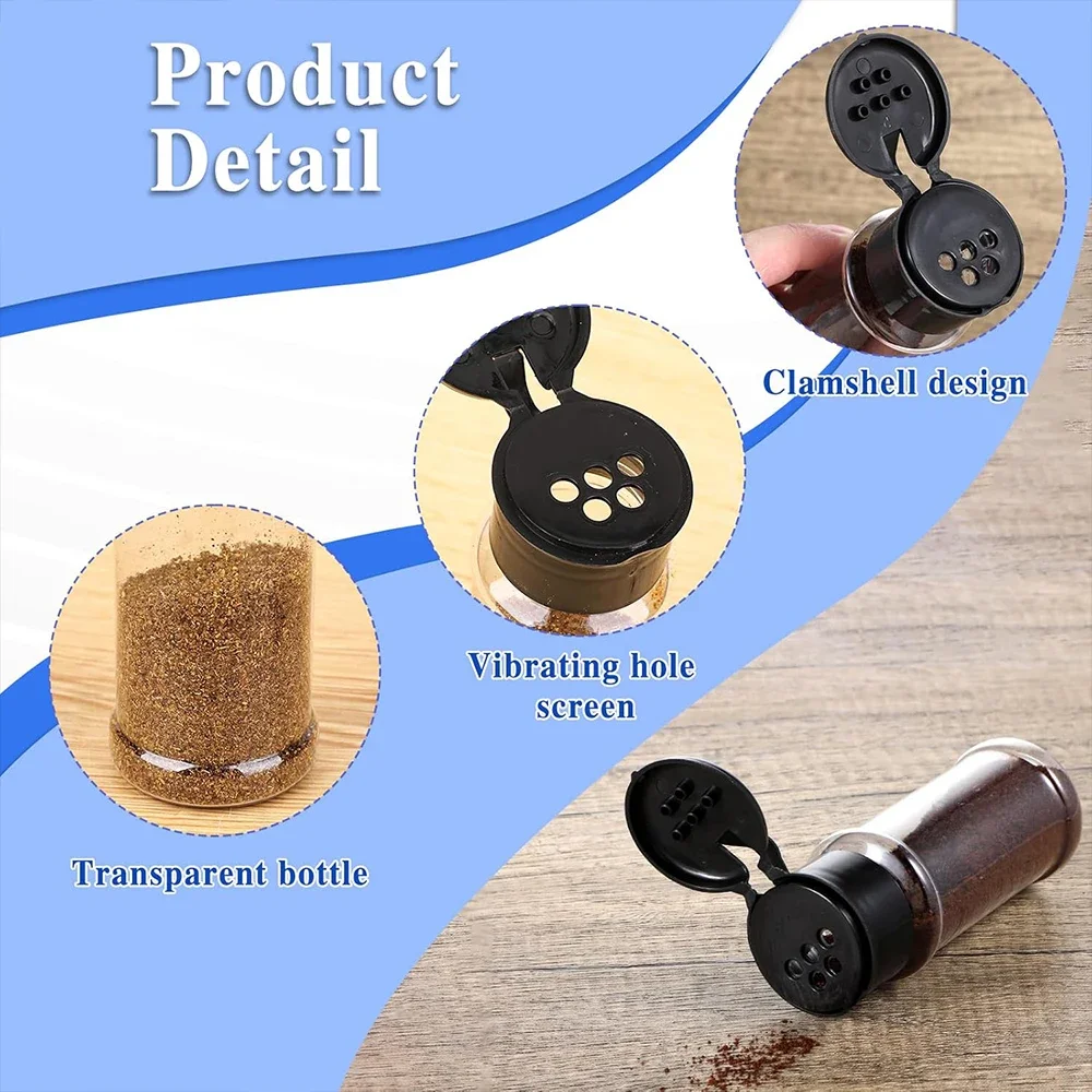 Tarro de especias de plástico transparente, botella de condimento de cocina, sal, pimienta, recipiente, tarro de condimentos para barbacoa, herramientas de almacenamiento de especias de cocina