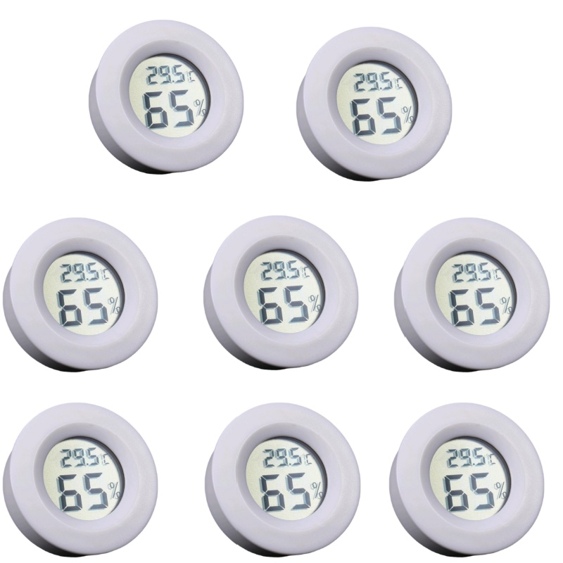 6~10pcs Mini Hygrometer Thermometer Fahrenheit or Celsius Meter Digital LCD Monitor Indoor Room Round Humidity Temperature Gauge: black