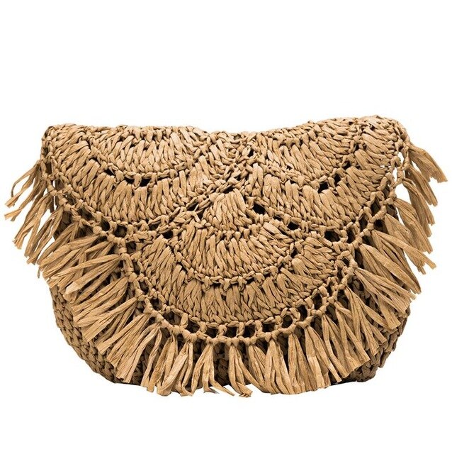 Yogodlns – sac à main en rotin et paille pour femmes, sacoche à bandoulière, à rabat, de plage, de , tendance, été: Brown