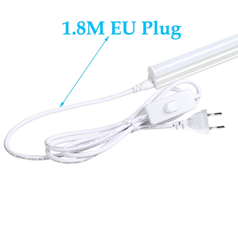 1.8M EU US Plug T5 T8 Tube 3 pin Wires Connecting Cable Connector with Switch for T5 T8 Integrated Led Tubes Lamps Lights