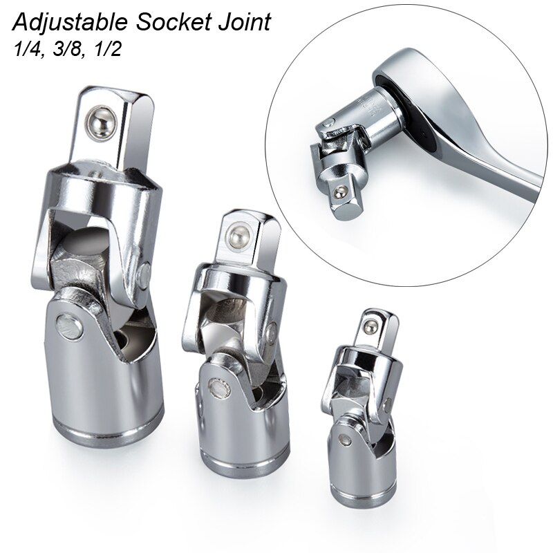 1/4 "3/8" 1/2 "Kruiskoppeling Ratchet Hoek Wrench Extension Bar Socket Adapter Cr-V Pneumatische Buigbare adapter Socket Gereedschap
