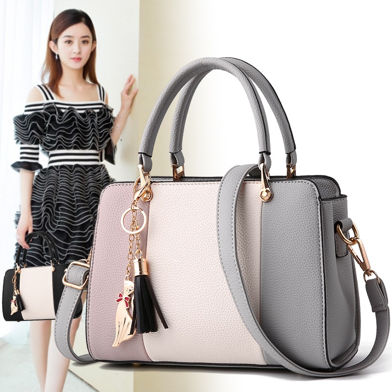 Kat Hanger Vrouwen Handtassen Crossbody Schouder Dames Lederen Handtassen Kwastje Patchwork Mode Winter Vrouwen Messenger Bags Bolsa