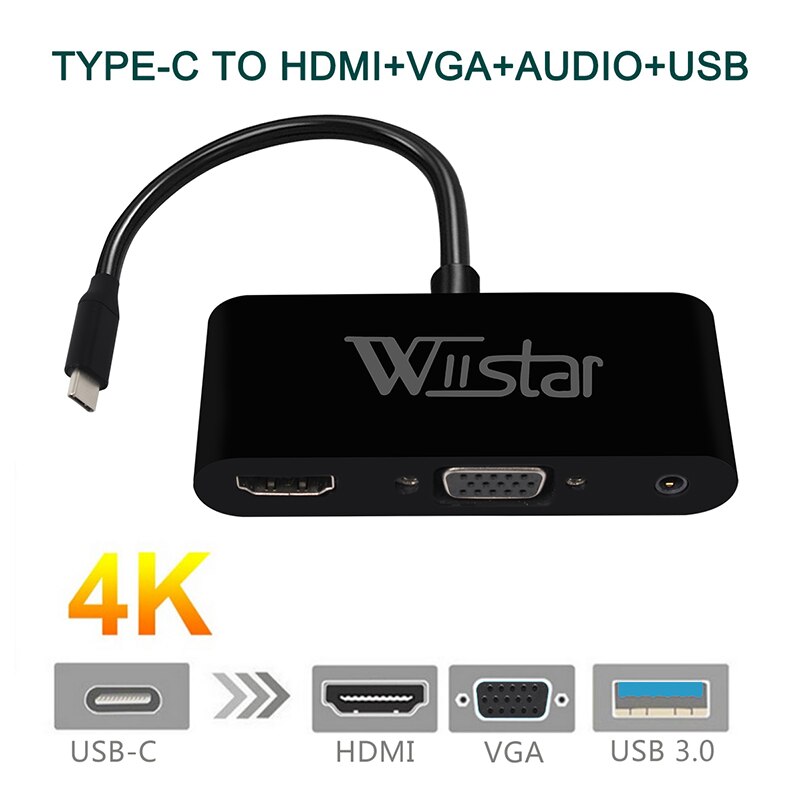 Usb C Type C Naar Hdmi Vga 3.5 Mm Audio Adapter 3 In 1 Usb 3.1 USB-C Converter Kabel Voor laptop Macbook Google