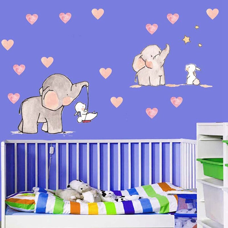 Muursticker Voor Babykamer Leuke Animal Olifant Konijn Plasic Muur Decals Voor Kids Nursery Meisjes Kamer Wanddecoratie