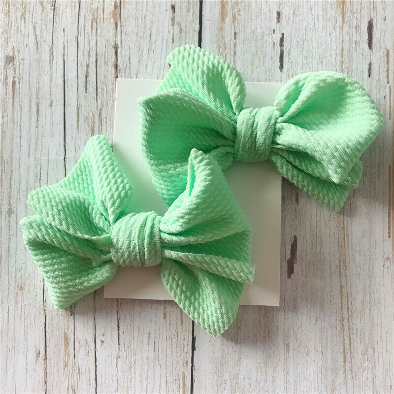 Ropa de verano para bebé, 2 unids/set/conjunto, Clips de lazo de pelo liso, cinta para la cabeza, pasadores con lazo, accesorios,: Verde
