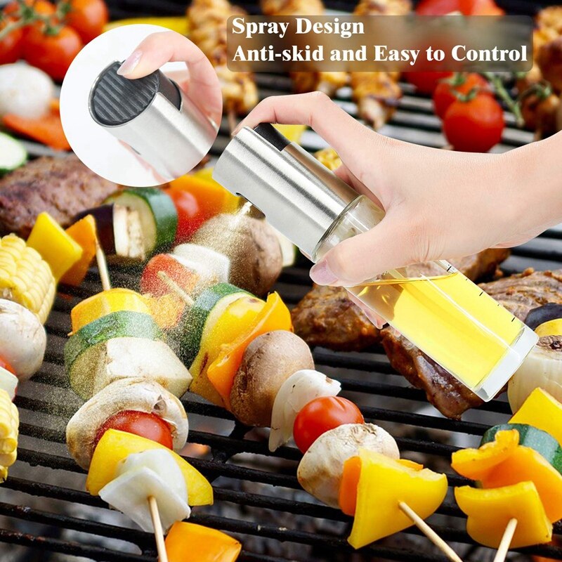 2 stuks olijfolie verstuiver mist capaciteit food-grade glazen fles azijn verstuiver dispenser voor bbq salade bakken braden grillen