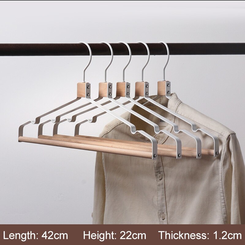 Metal Wood Clothes Hanger Organizer Closet Wooden Coat Pants Hangers for Clothes Kledinghangers Kleding Wetsuit Hanger Rack: white top hanger / 5pcs
