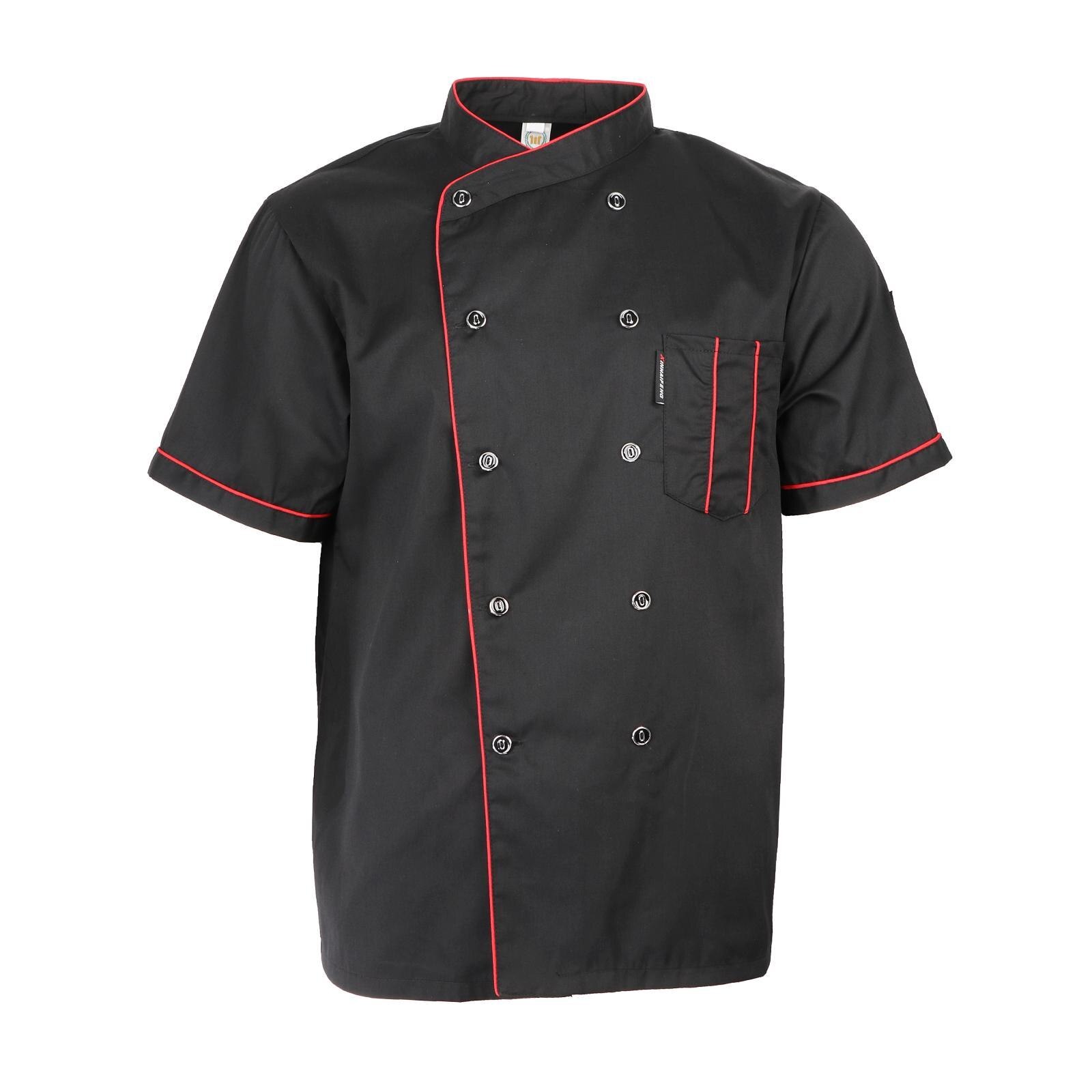 Hotel Kitchen Chef Uniform Short Sleeve Shirt Jacket Waiter Uniform Clothes: XXXL