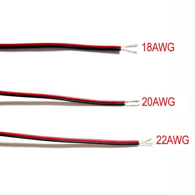 10m 20m 50m 2- pin 18 20 22 awg elektrisk rød sort forlængerledningskabel