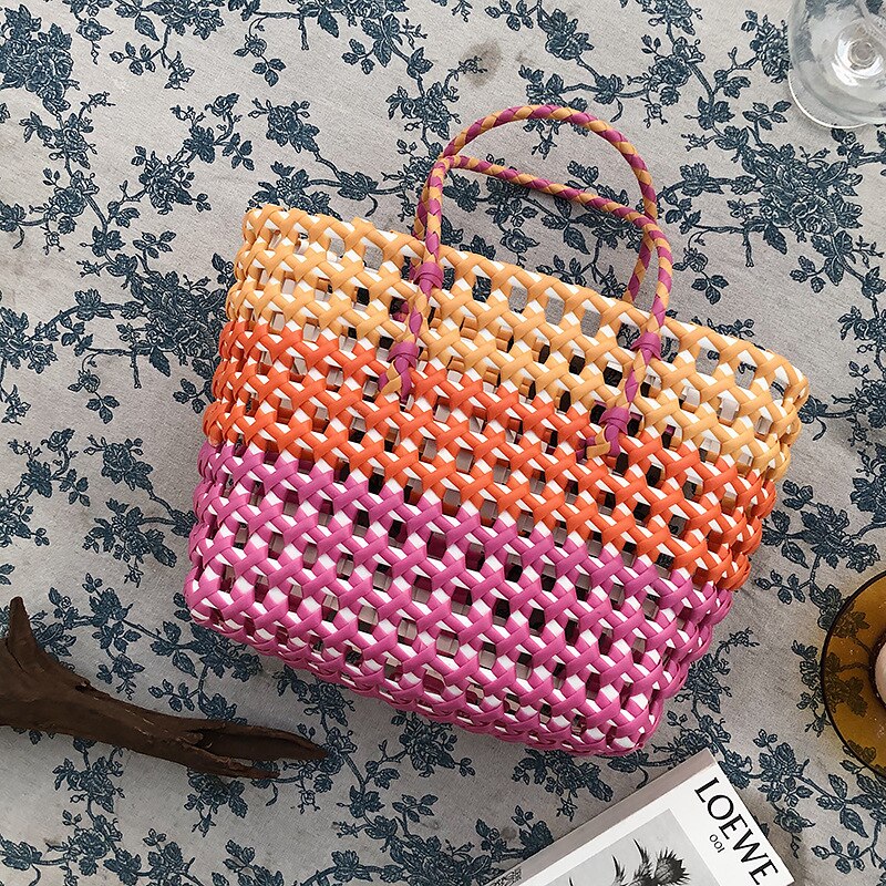 Sommer Tasche Frauen Neue Hand Gewebt Bote Tasche Hand Einzigen Schulter Tasche Hohl Gemüse Korb lässig Reise Strand tasche: 10