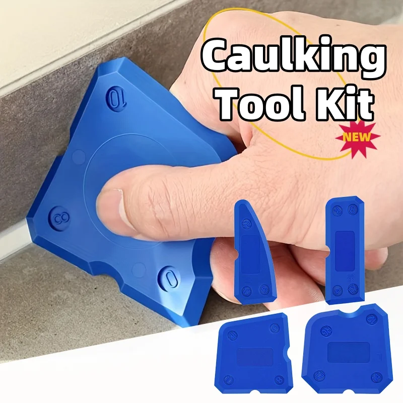 Kit d'outils de calfeutrage en silicone pour joints d'étanchéité, spatule d'épandage, grattoir, outils de réparation de bord, nettoyeur de bords de carrelage, 4 pièces