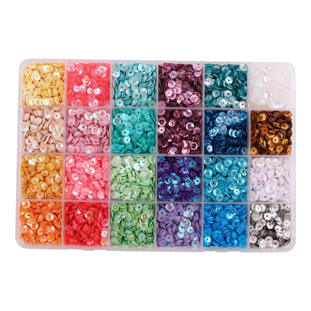 24 kleuren heldere pailletten ronde plaksteen confetti pailetten naaien trouwjurk doe-het-zelf ambachten accessoires: Transparant