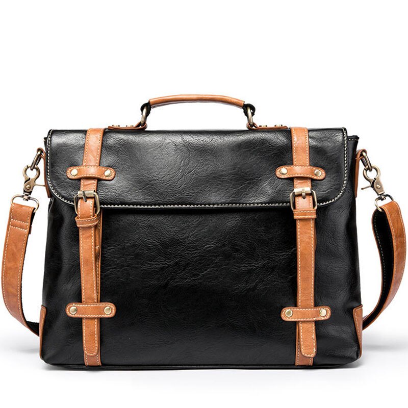Heren aktetas vintage messenger bag pu leren crossbody tas heren retro grote schoudertassen voor heren handtas  xa6c: Default Title