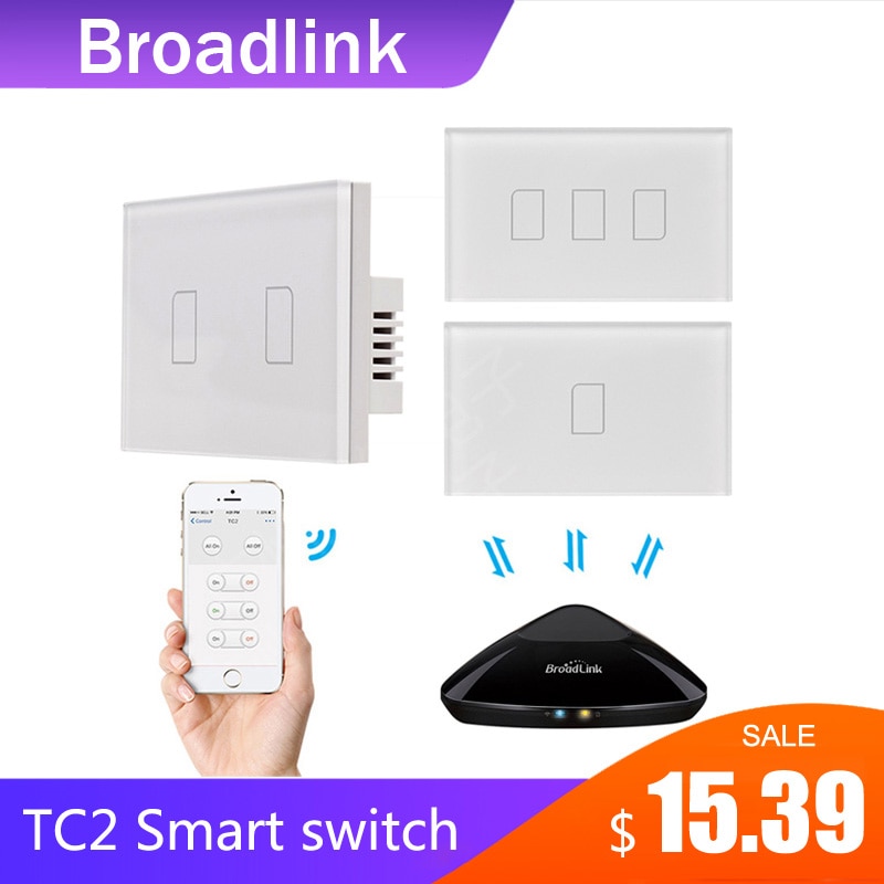 Broadlink TC2 1/2/3Gang 433Mhz Verbinding Muur Touch Panel Licht Schakelaar Afstandsbediening Ons Standaard voor Smart Home Systeem 2019New