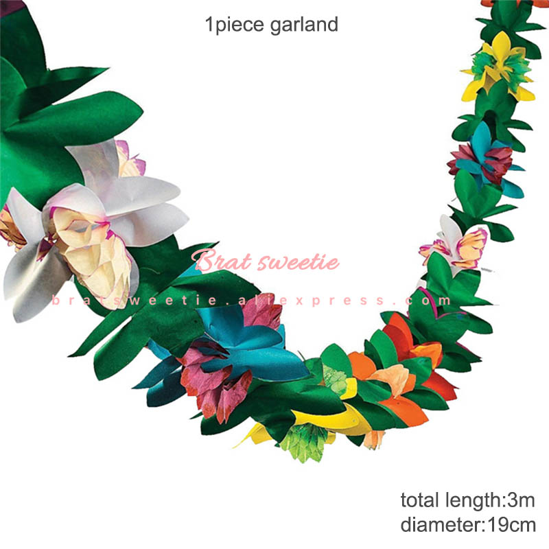 Hawaii fest aloha hawaiianskt halsband klänning bord kjol leis krans flamingo flickor födelsedagsfest dekorationer tillbehör: 3m flm girlang