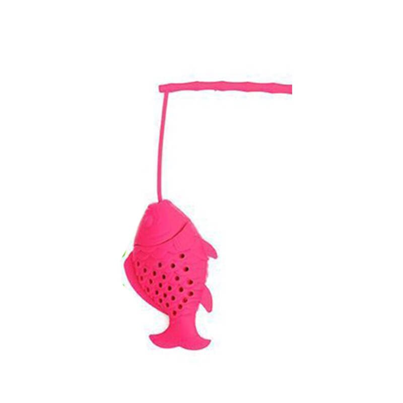 Køkkenudstyr te infuser te si giftfri 1 stk tekande tilbehør fiskeformet silikone tepose: Lyserød