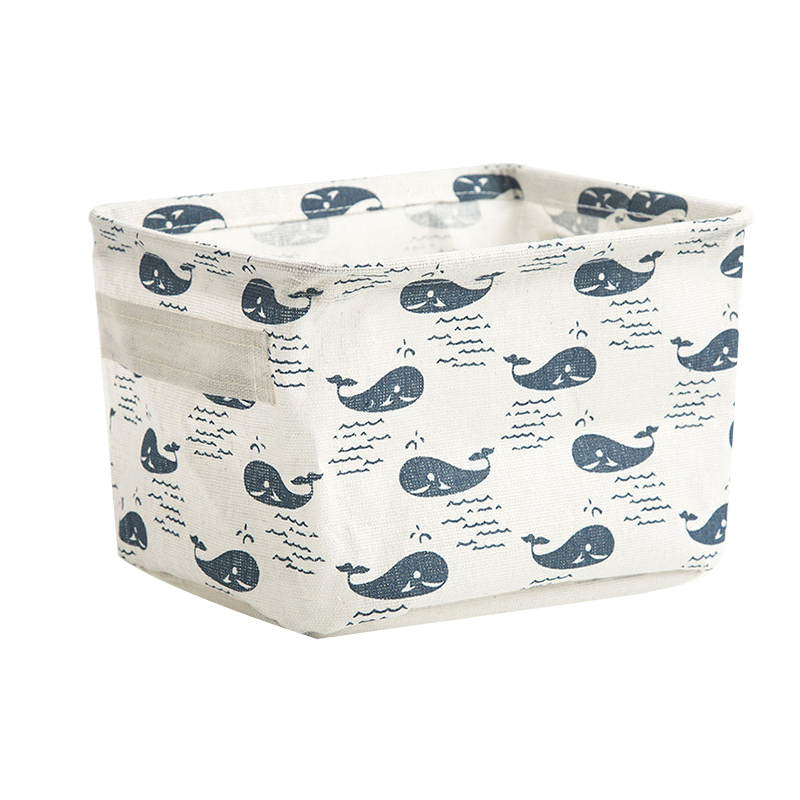 Foldable Canvas Storage Basket With Handle Cosmetic Toy Organizer Underwear Socks Clothes Storagebag Office Stationery Organizer: plum